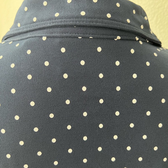 Liz Claiborne petite navy blue button down blouse with white dots - Picture 5 of 8